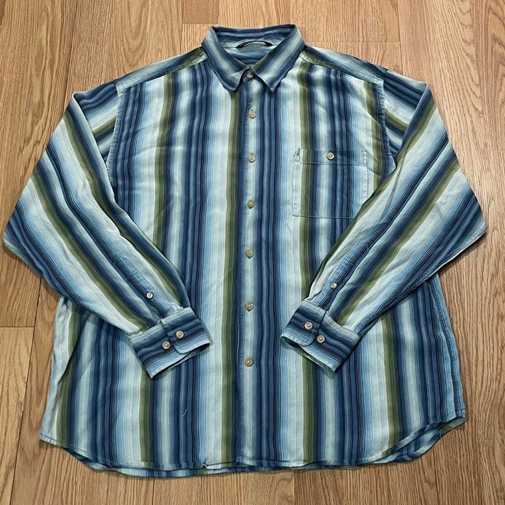 Tommy Bahama Men’s Large Long Sleeve Button Down Shirt Silk Multicolor Pocket